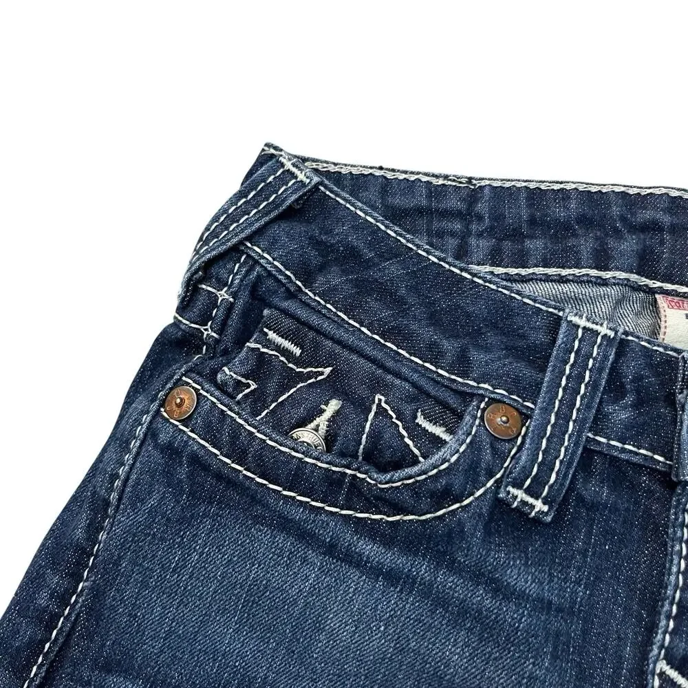 True Religion Cutoff Denim Shorts 25 Dark Low Rise Y2K Festival Western READ